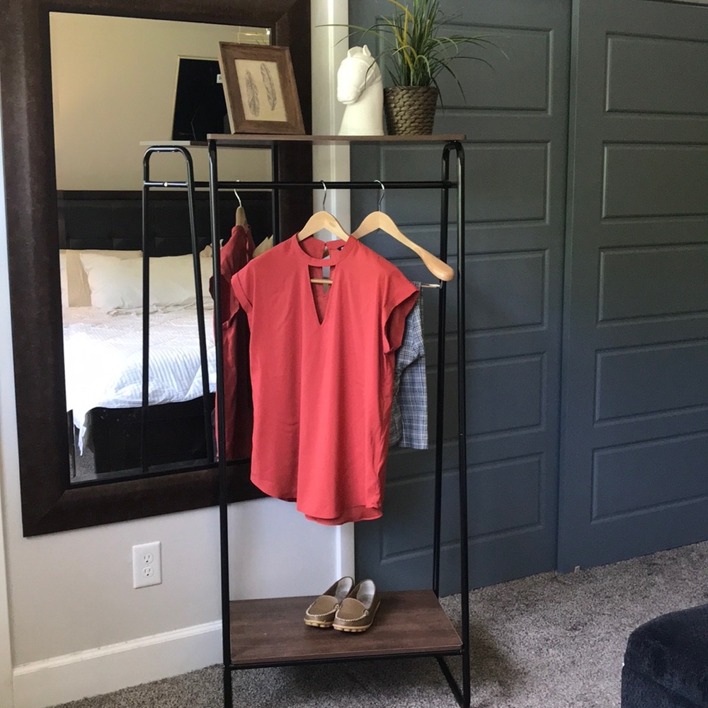 EXPRESS career top burnt orange Fall Sz L large